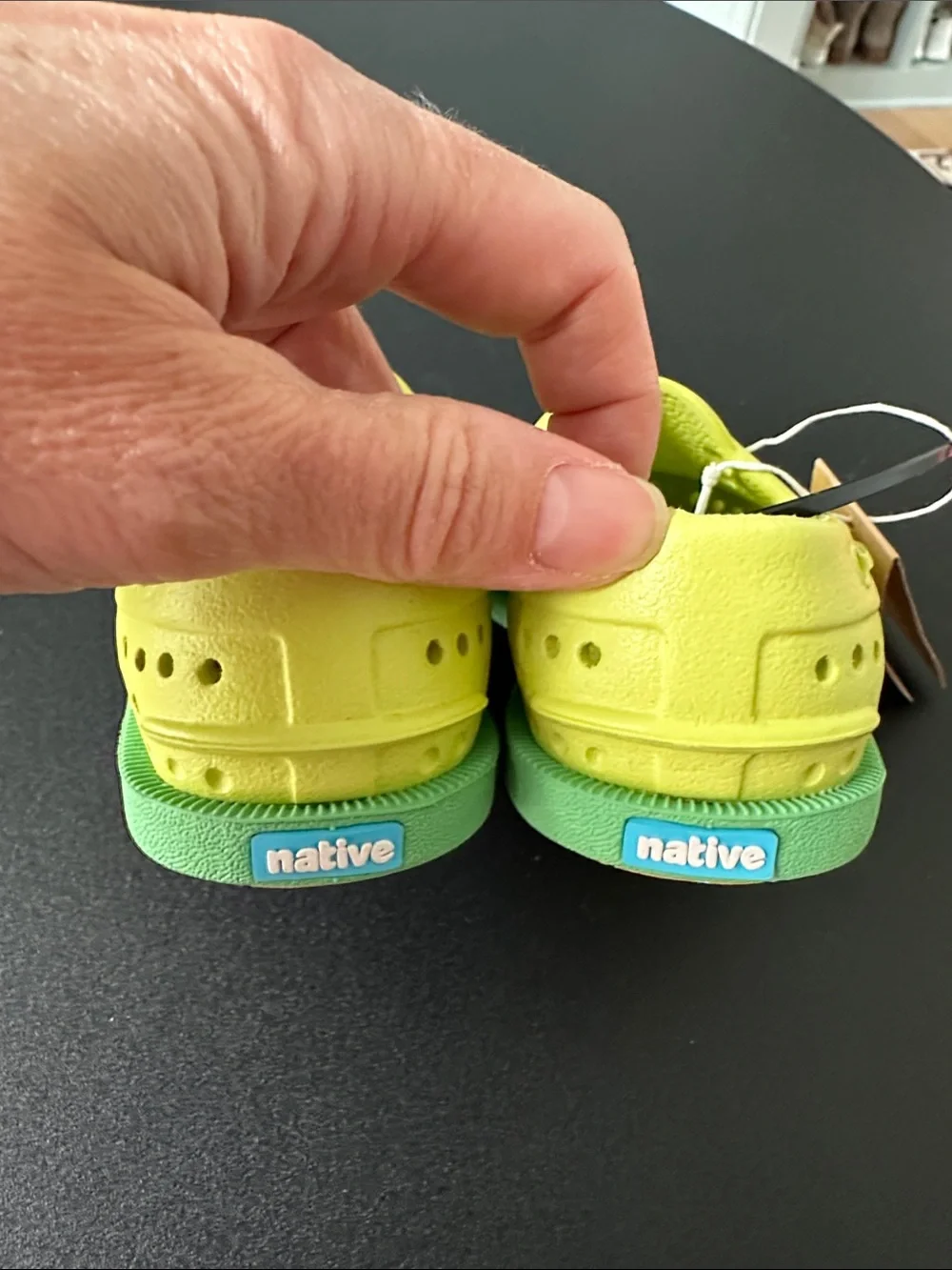 Native Kids Slip-On Howard Shoes in “celery green and candy green”